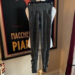 Athleta: Heathered Gray High Rise Spaced Cut Out Chat Tights Size XXS